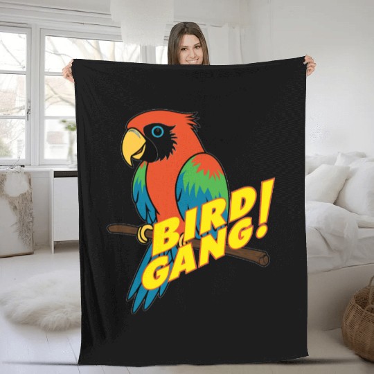 Bird Gang Parrot Cartoon Sticker | Tropical Funny  Fleece Blankets