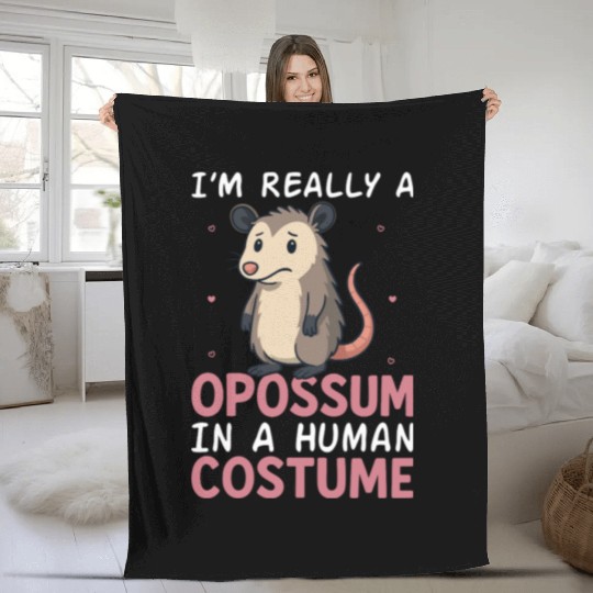 Humorous Opossum Costume Gift Fleece Blankets