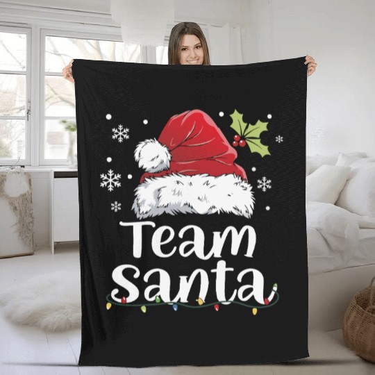 Team Santa Holiday Christmas Design Fleece Blankets