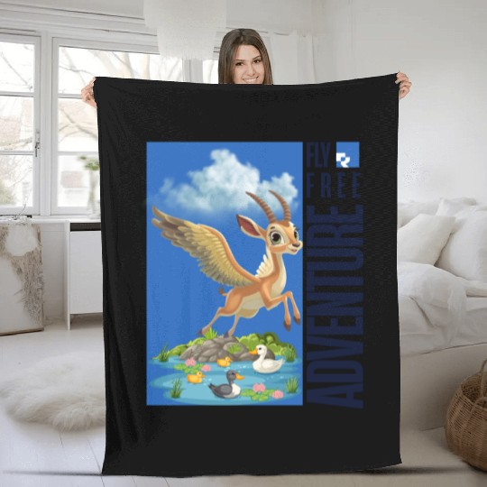 Flying Mythical Waterfowl with Adventure Theme Fleece Blankets