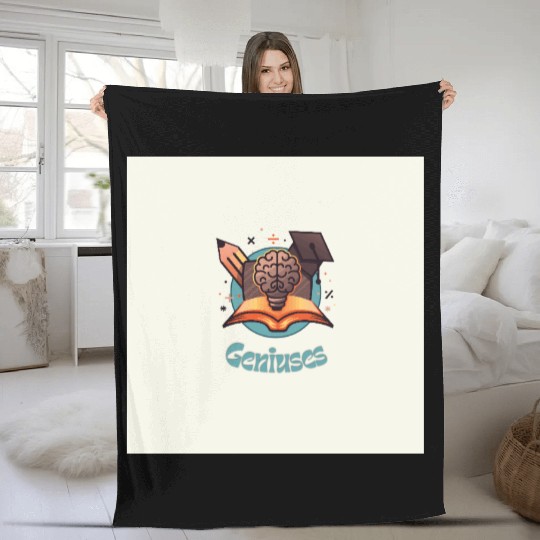 Genius Brain Education Illustration Fleece Blankets