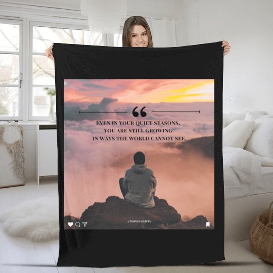 Quiet Seasons Growth Inspirational Quote Fleece Blankets