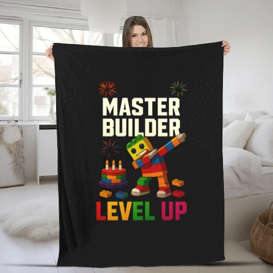 Master Builder Level Up Birthday Kids Party Fleece Blankets