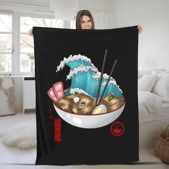 Great Wave Ramen Fleece Blankets