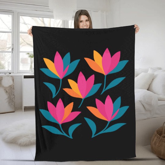 Colorful Abstract Tulips Graphic Fleece Blankets