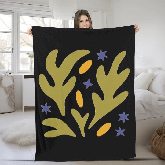Earthy Leaves & Stars Graphic Fleece Blankets