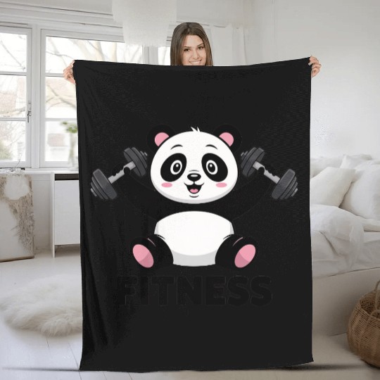 Panda Fitness Workout Fleece Blankets