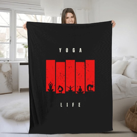 Vibrant Yoga Life Silhouette Design Fleece Blankets