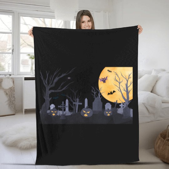 Trick-or-Treat Pumpkin Graveyard Fleece Blankets