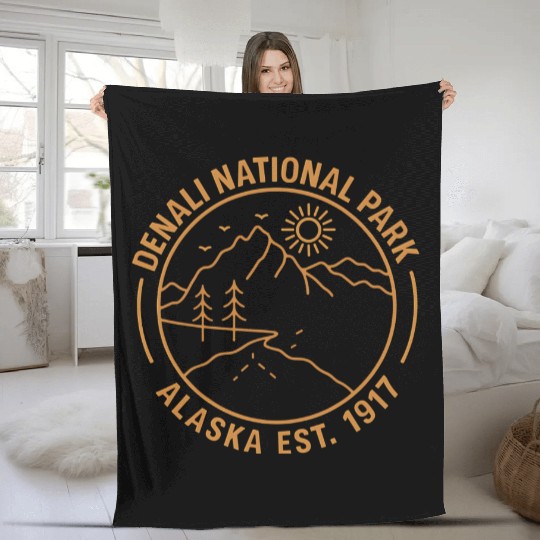 Denali Mountain Alaska National Park Fleece Blankets