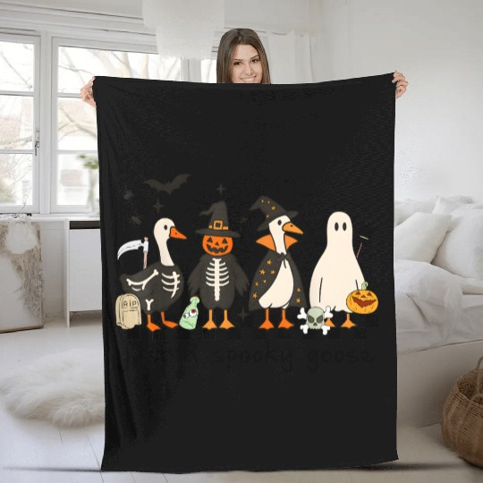 Just A Spooky Goose Halloween Costume Silly Goose Fleece Blankets