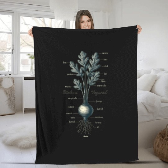 Illustrated Vegetable Cross-Section Design Fleece Blankets