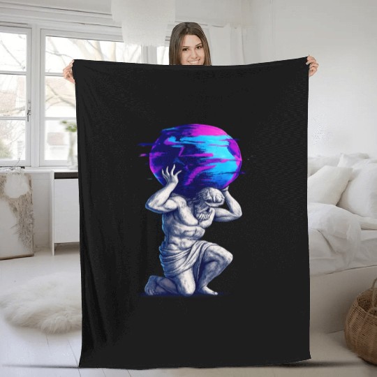 Ancient Titan Carrying Earth Artwork Fleece Blankets