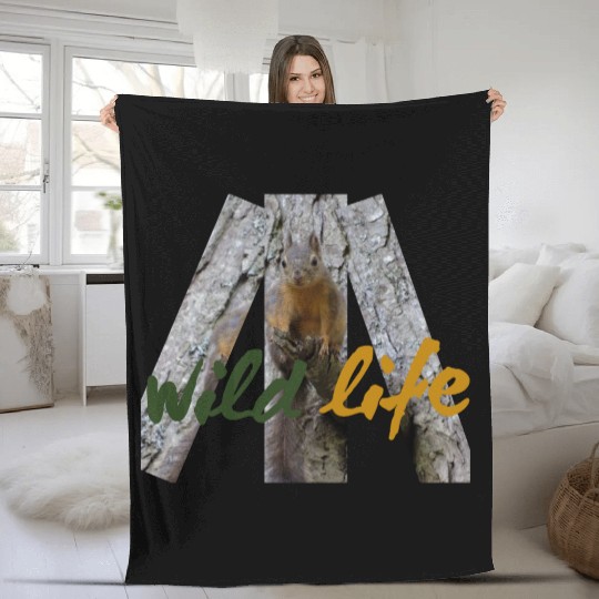 Wild Life Squirrel  Fleece Blankets