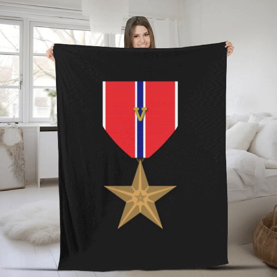 Bronze Star with Valor Device Fleece Blankets