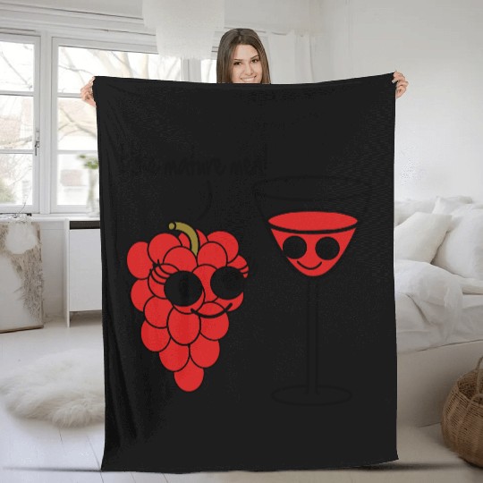 "I like mature men" Grape / Wine Vector Design Fleece Blankets