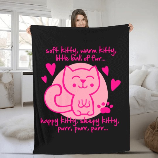 soft kitty, warm kitty, little ball of fur... Fleece Blankets