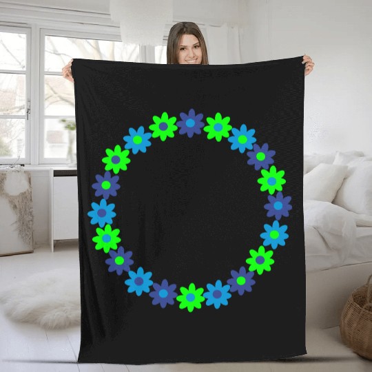 Circle of flowers Fleece Blankets