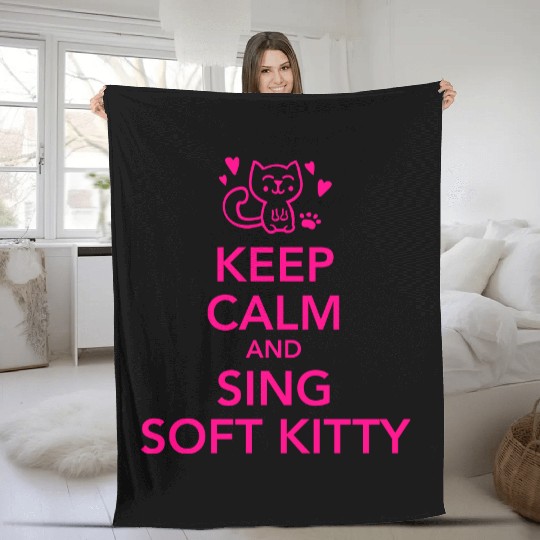 Keep calm and sing soft kitty Fleece Blankets