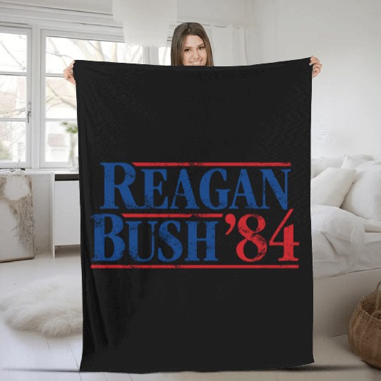 Distressed Reagan - Bush ’84 Fleece Blankets