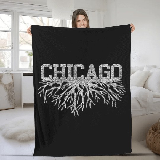 Chicago Rooted Raised Roots Fleece Blankets