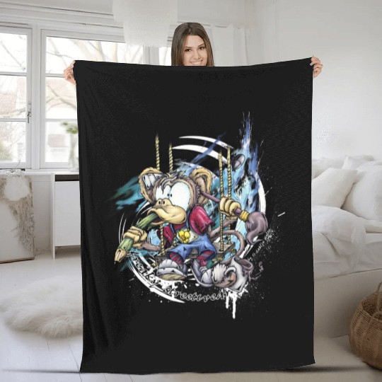the graphic monkey Fleece Blankets