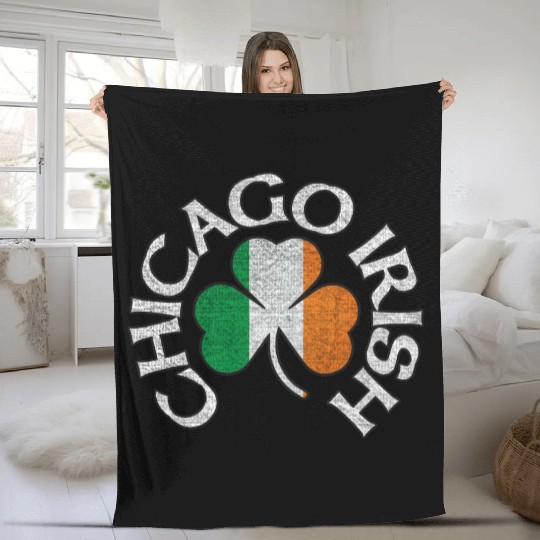 Chicago Irish Shamrock Apparel Fleece Blankets