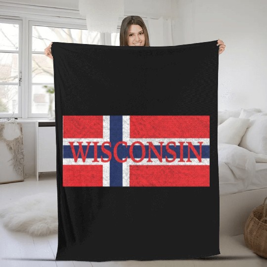 Wisconsin Norwegian Flag Fleece Blankets