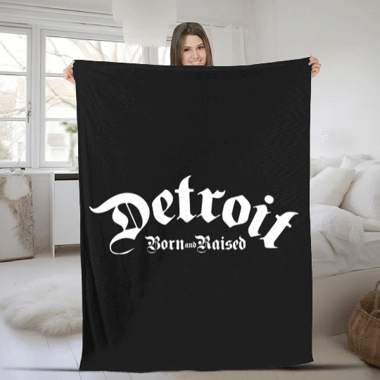 Detroit Born & Raised Fleece Blankets