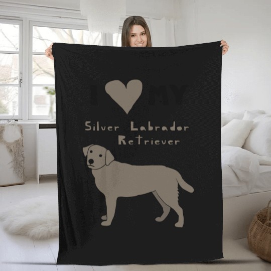 i heart my silver labrador retriever Fleece Blankets