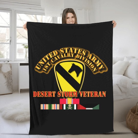 Army - 1st Cavalry Division - Desert Storm Veteran Fleece Blankets