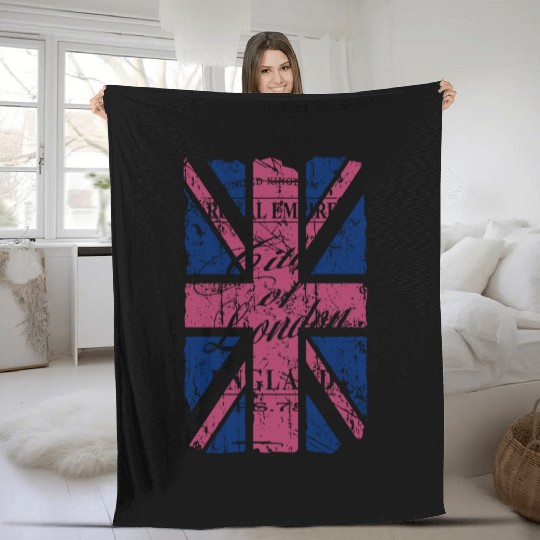 Union Jack - London - Vintage Look Fleece Blankets