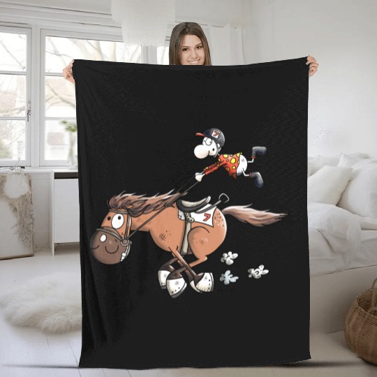 Rapid Race Horse Fleece Blankets