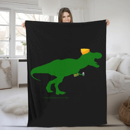 Cheesehead Cheeseheadasaurus Packers Dinosaur Fleece Blankets