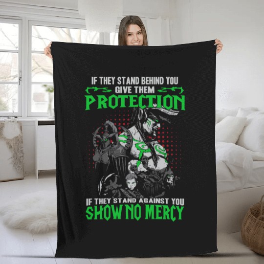 Warcraft-If they stand against you show no mercy Fleece Blankets
