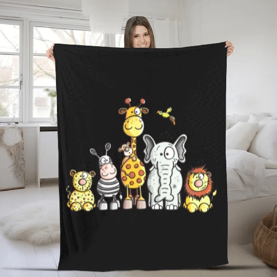 Happy African Animal Team Fleece Blankets