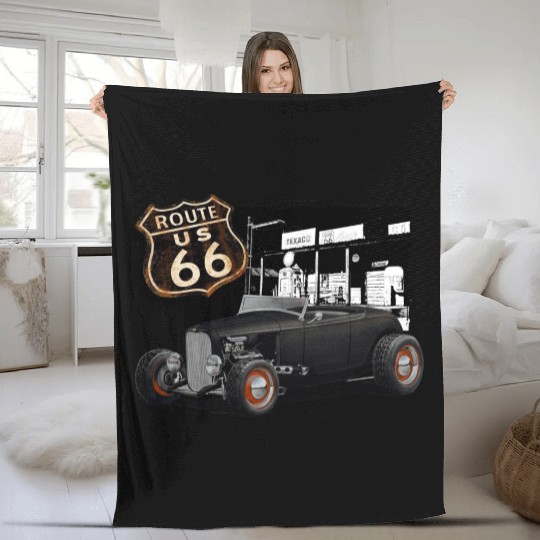 Route 66 1932 Ford Roadster Fleece Blankets