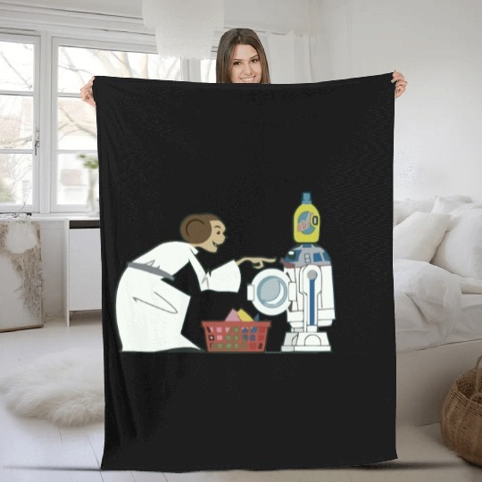 Funny Star Wars r2d2 and Leia comic Fleece Blankets