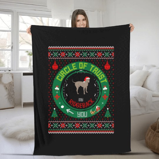 Circle Of Trust Ridgeback Christmas Ugly Sweater Fleece Blankets