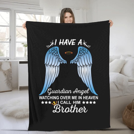 My Brother Is My Guardian Angel Fleece Blankets