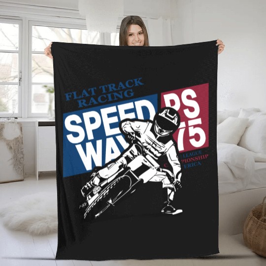 Flat Track Rider - Speedway Racing Fleece Blankets
