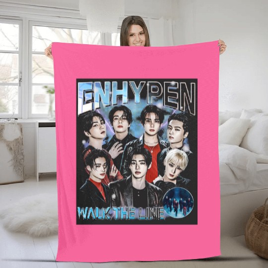 Retro Enhypen Walk The Line World Tour 2025 Fleece Blankets, Enhypen Desire: Unleash Fleece Blankets, Enhypen Fate Plus Tour Fleece Blankets, Enhypen Members Kpop Fleece Blankets