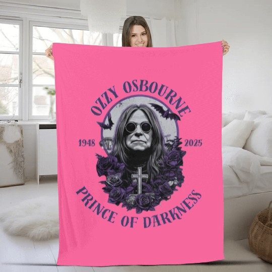 Ozzy Osbourne RIP 1948-2025 short sleeve sand color classic Fleece Blankets KV38063