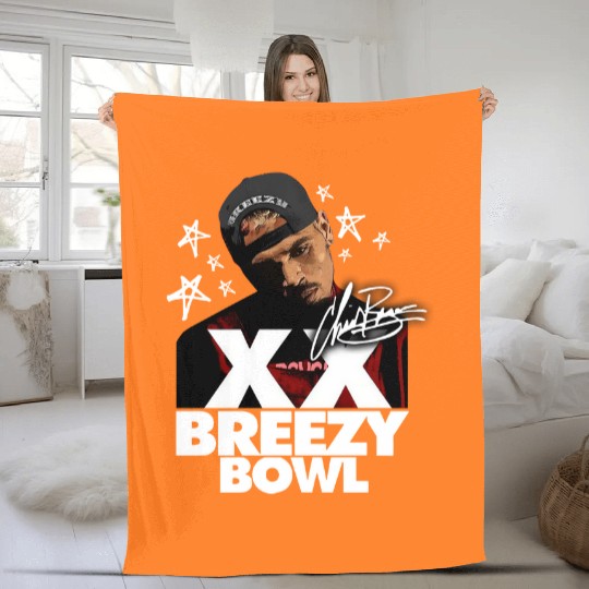Breezy Bowl XX Fleece Blankets, Chris Brown 2025 Concert Merch