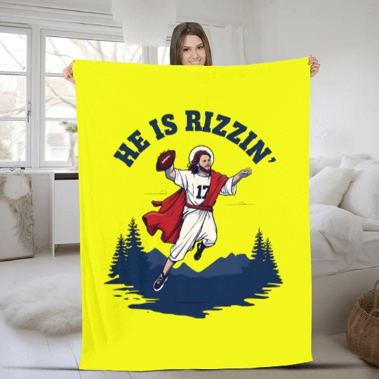 He is Rizzin' Josh Allen Fleece Blankets / Buffalo Football Fleece Blankets