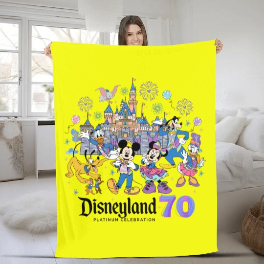 Discover Personalized Disneyland 70th Anniversary Fleece Blankets, Mickey & friends Platinum Celebration Fleece Blankets, Happiest Place on Earth Family matching Fleece Blankets