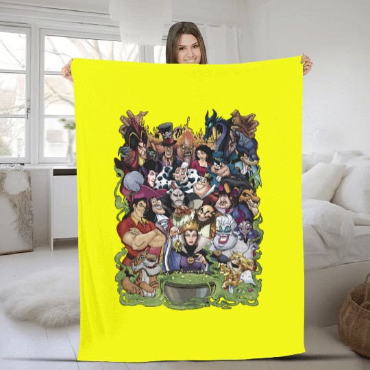 Discover Disney Villains Group Collage Gaston Ursula Maleficent Fleece Blankets