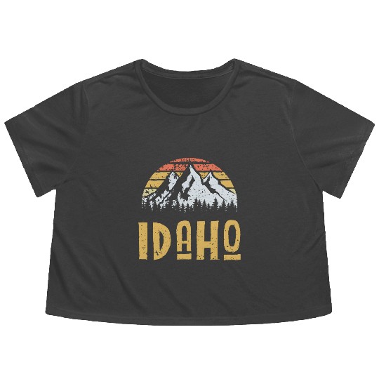 Vintage Retro Id Idaho Us Mountain State Flowy Cropped Tees