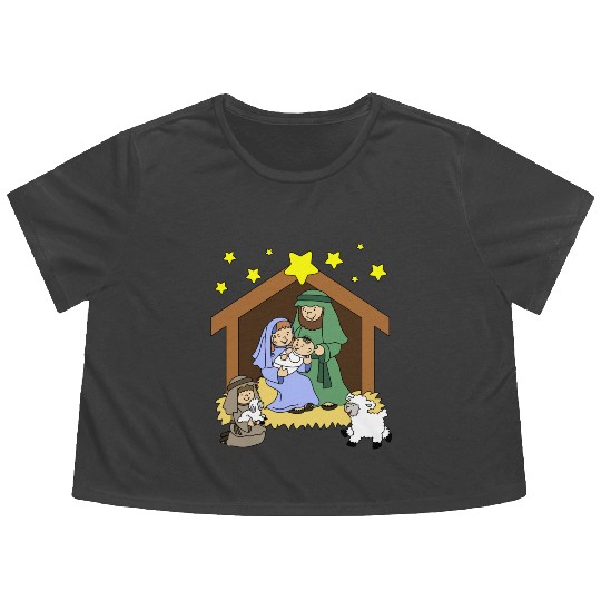 Nativity Scene Flowy Cropped Tees