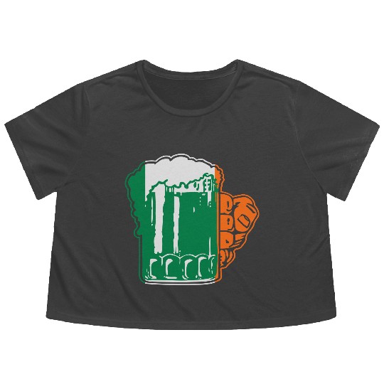 Irish Beer Mug Flag Flowy Cropped Tees